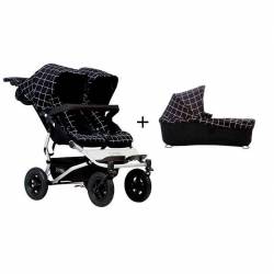 Cochecito Gemelar Duet 3.0 de Mountain Buggy con 1 capazo grid