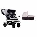 Dueto 3.0 Twin Stroller by Mountain Buggy com 1 berço prateado