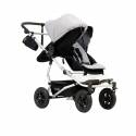 Dueto 3.0 Twin Stroller by Mountain Buggy com 1 berço prateado