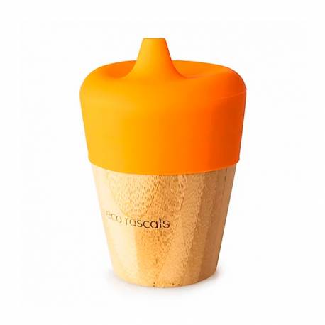 Eco Rascals Copo de Bambu com Tampa 190 ml Laranja