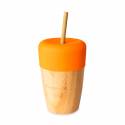 Vaso de Bambú Eco Rascals con Tapa y Pajita 240 ml naranja
