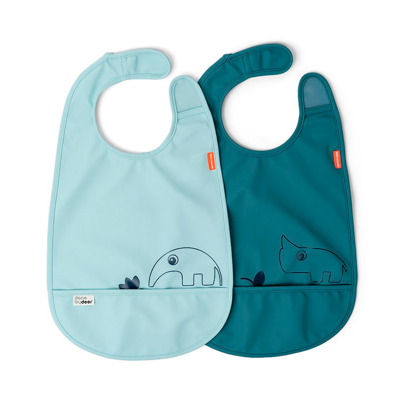 Velcro babador DONE BY DEER Amigos 2 pcs azul