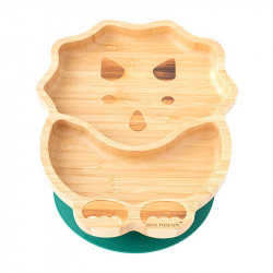 Plato de Bambú Ecológico Eco Rascals Dinosaurio verde