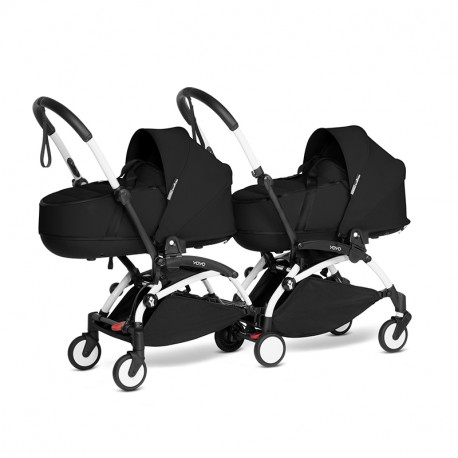 BABYZEN YOYO Carrinho de Bebê Duplo Bassinet branco preto