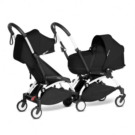 BABYZEN YOYO Double Stroller Pack 6+ e Bassinet branco preto