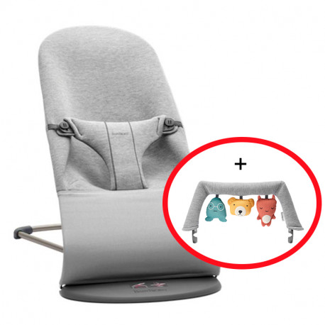 Pack Hamaca BabyBjorn Bliss 3D Jersey Gris Claro con Juguete