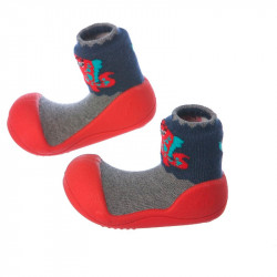 Sapatos de bebê Attipas vermelho dinossauro