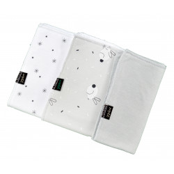Pacote de 3 lenços umedecidos Sonpetit RABBIT GRIS/SKY BCO./BAMBOO GRIS