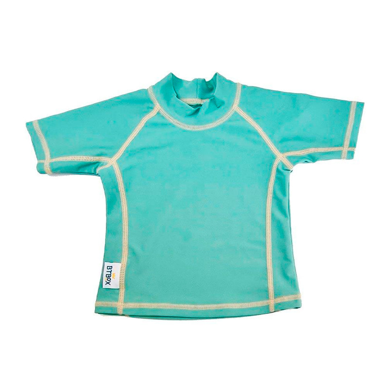 T-shirt verde de bolinhas btbox manga curta com proteção solar