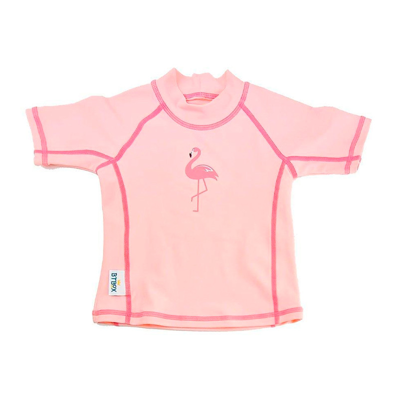 Camiseta Flamingos de Manga Curta Proteção Solar btbox