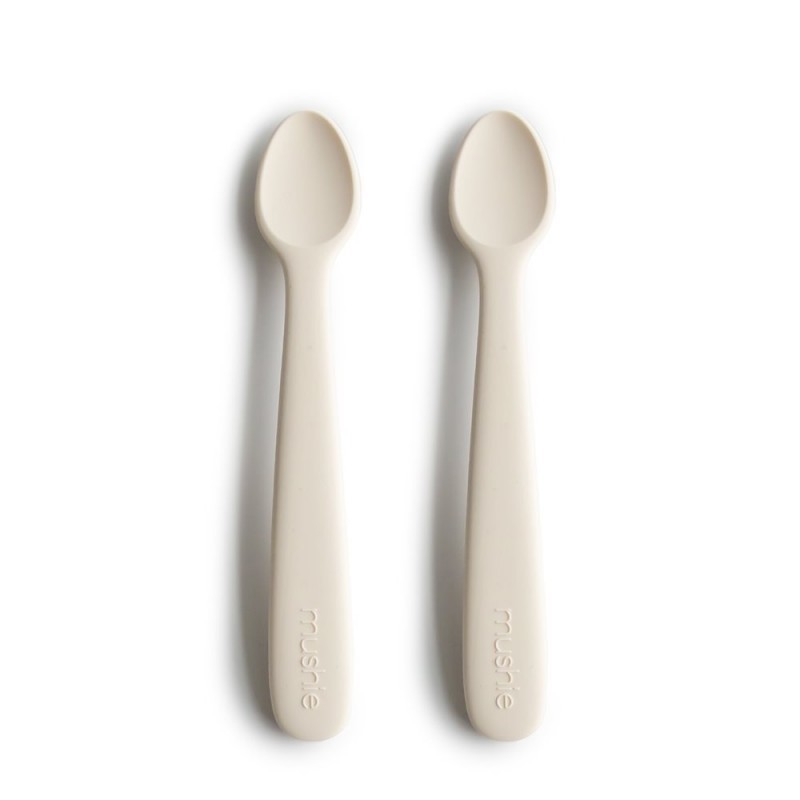 Pack Dos Cucharas Mushie Solid Ivory 16X2.5X1 Cm