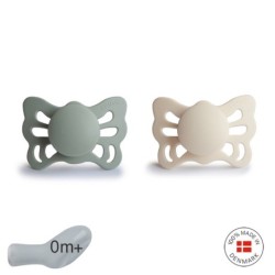 Pack 2 Chupetes Anatómico Silicona Mushie Butterfly Sage/Cream 0+