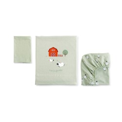 Conjunto Sábanas de Minicuna Bonjourbebe Funny Farm 3p