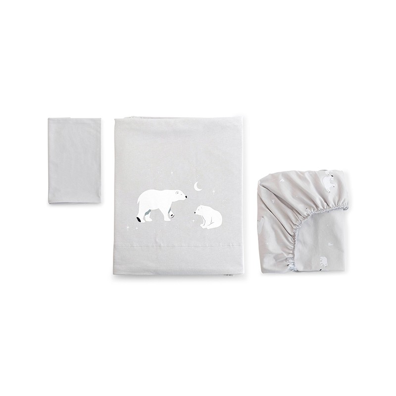 Conjunto de Lençóis de Berço Bonjourbebe Polaris Cinza 3p