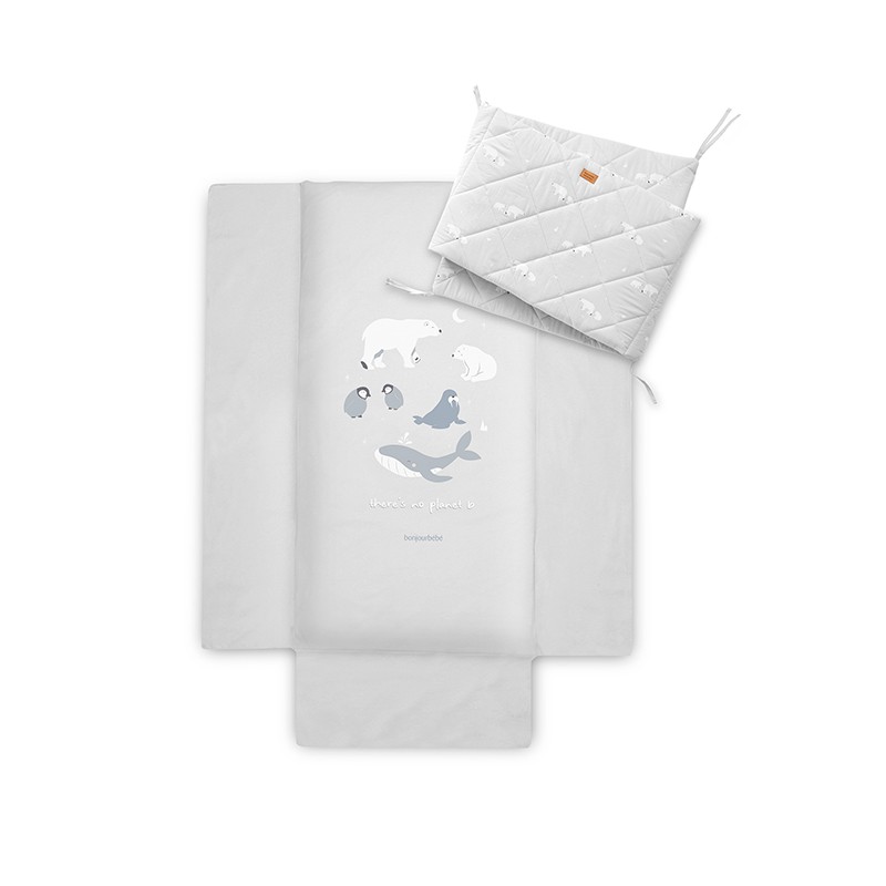 Bonjourbebe Polaris Gris Pack Colcha y Protector para Cuna