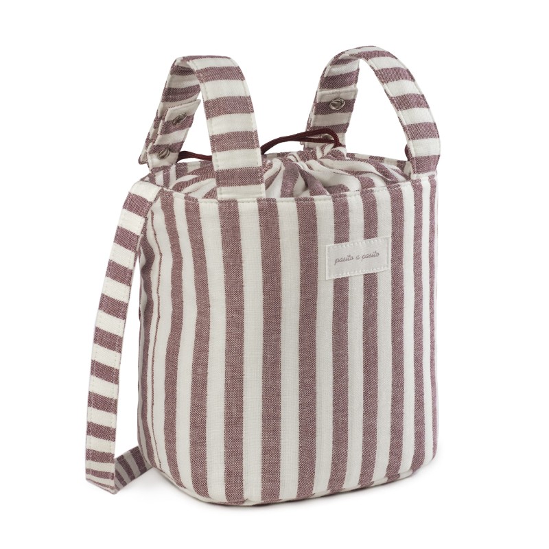 Bolsa Bucket Pasito a Pasito Cherry Rayas