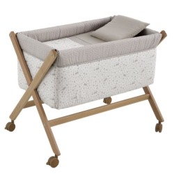 Mini Berço de Tesoura em Madeira Bege/Abeto Natural 55X87X74 cm