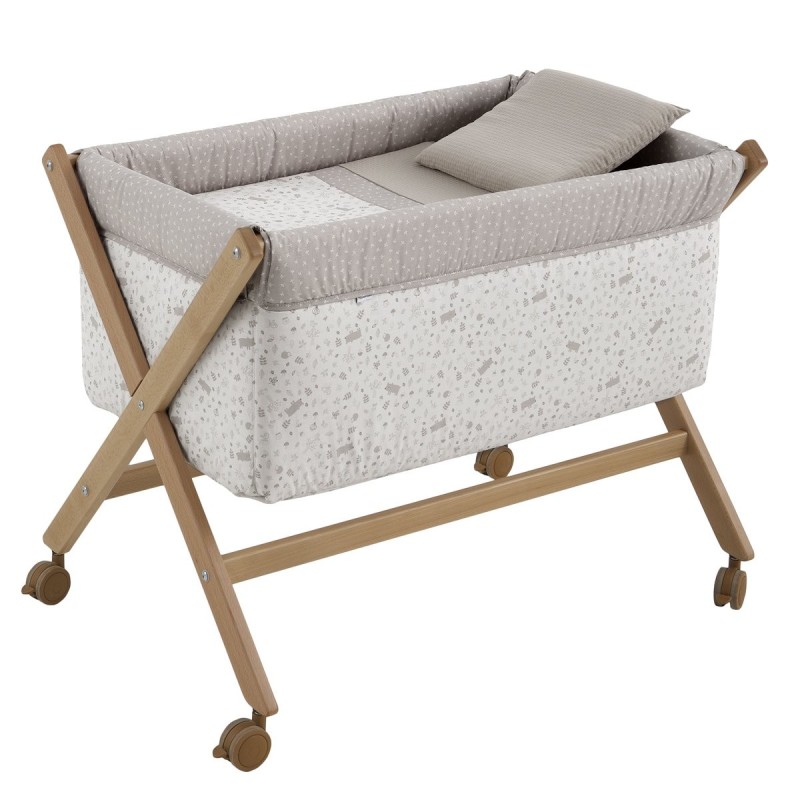 Minicuna Tijera Madera Abete Beige/Natural 55X87X74 Cm
