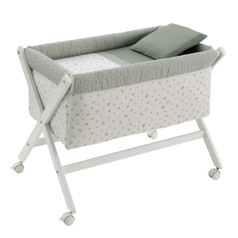 Calma CAMBRASS Mini Berço Tesoura de Madeira Verde/BCO 55X87X74 cm