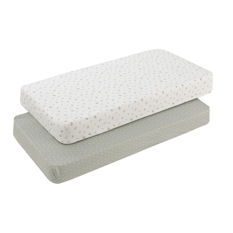 Lençol de berço Embalagem de 60 Unidades 2 Unidades. 60X120X17 cm CAMBRASS Calma Green