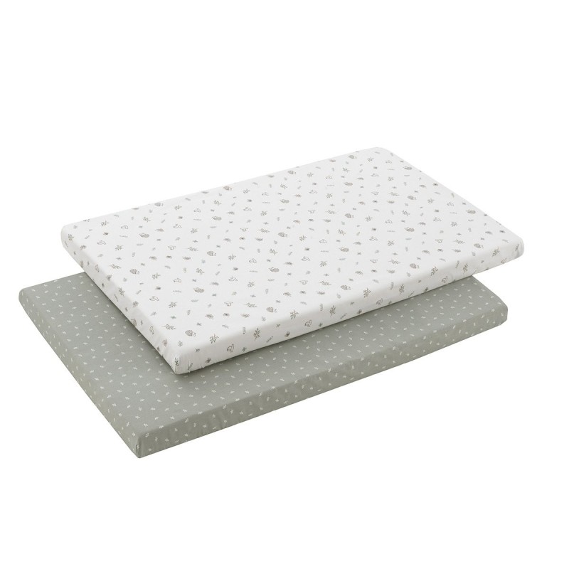 Mini embalagem de lençóis para berço 2 unidades. 50X90X12 cm CAMBRASS Calma Green