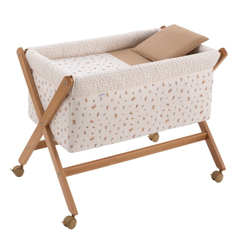 Mini berço de tesoura em madeira bege/natural CAMBRASS 55x87x74 cm