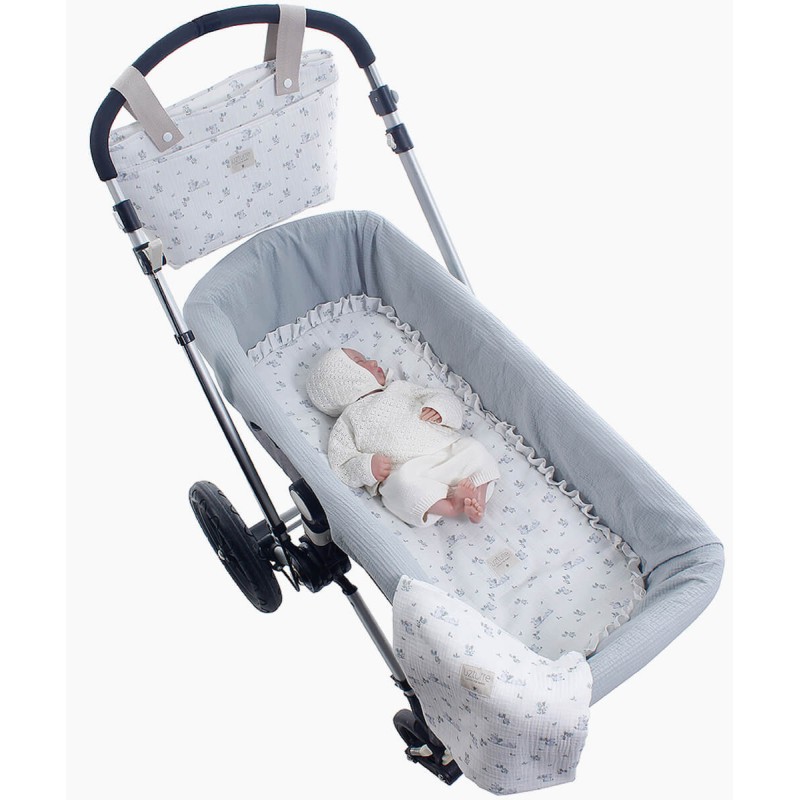 Lençol Embaixo Carrycot + Musselina Uzturre Menta Pablo